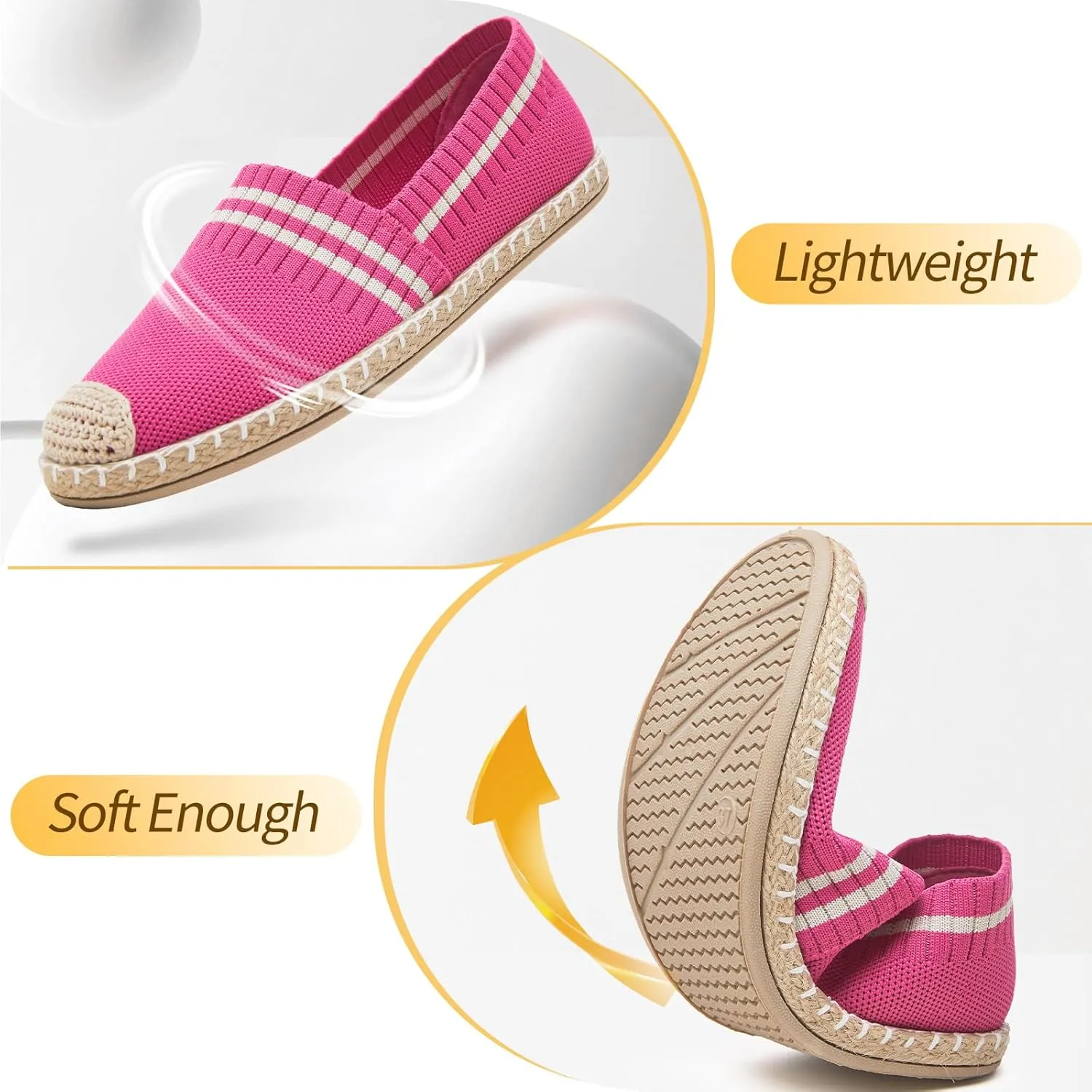 FINIWOR Espadrilles for Women Black Flat Shoes Women White Ballet Loafers Breathable Soft Casual Walking Slip On Shoes Women