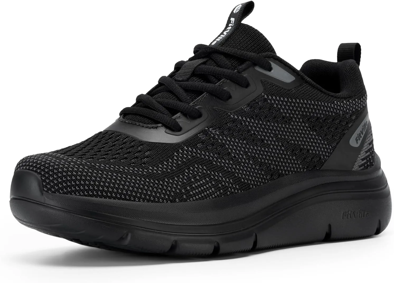 FitVille Women's Wide Walking Shoes Lightweight Sneakers for Women Wide Width for Flat Foot Plantar Fasciitis Heel Pain Relief - Cloud Walker V8