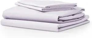 Five Looms 4 Piece Classic Percale Sheets Set, 100% Cotton with Deep Pocket 15”, Easy Care Luxury Hotel Quality Soft Cooling Sheets Set, Fitted Sheet, Flat Sheet and 2 Pillowcases, Full, Lavender