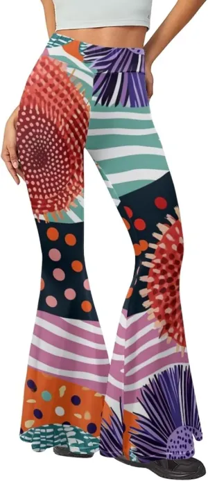 Flare Yoga Pants Women Elegant Funny Graphic Bell Bottoms Pants for Womens High Waisted Flare Leggings Stretch Trousers
