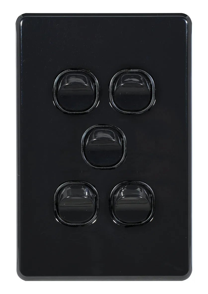 Flat Cat Slimline 5 Gang Complete Switch