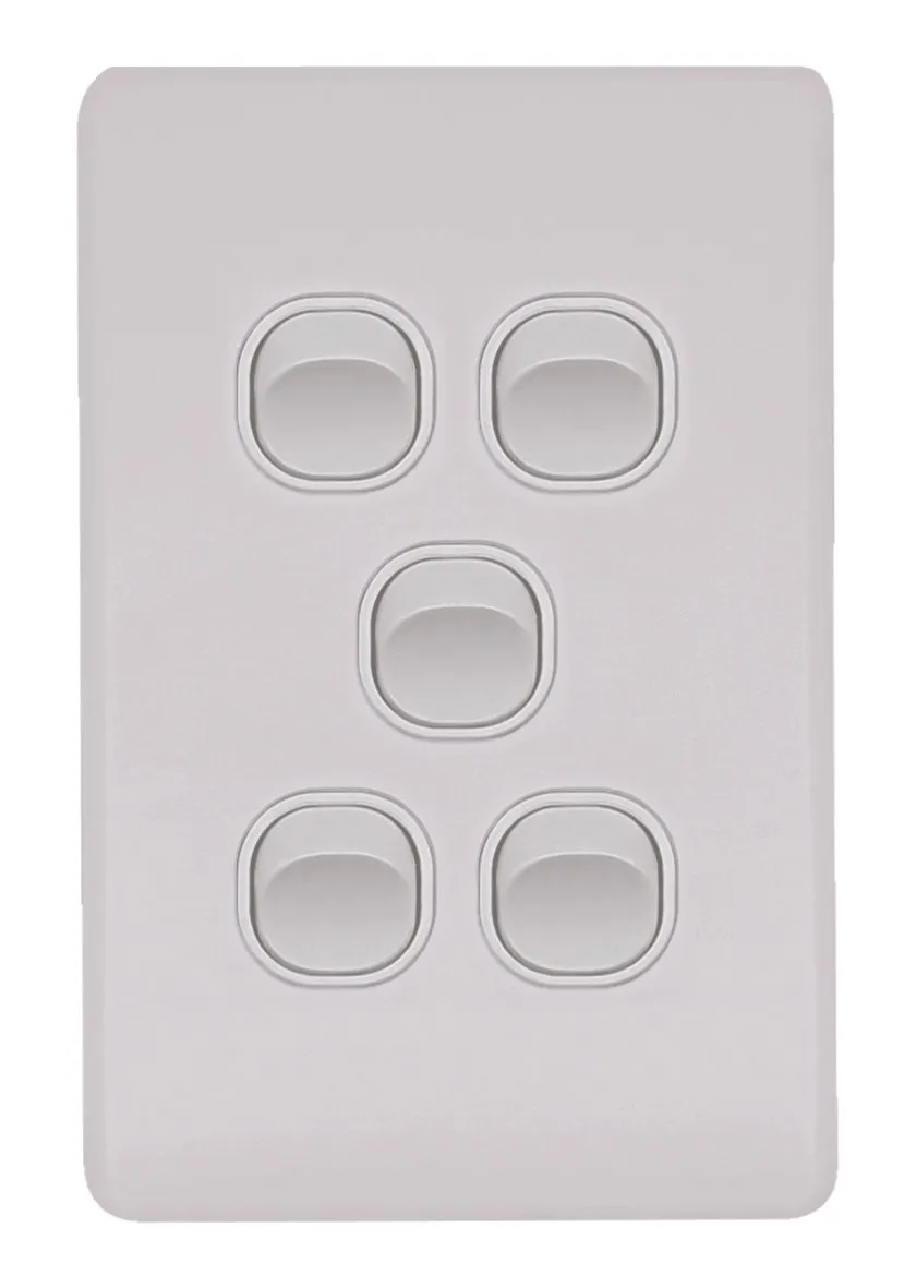 Flat Cat Slimline 5 Gang Complete Switch