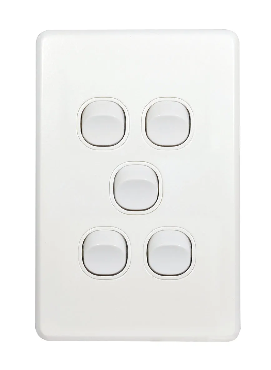 Flat Cat Slimline 5 Gang Complete Switch