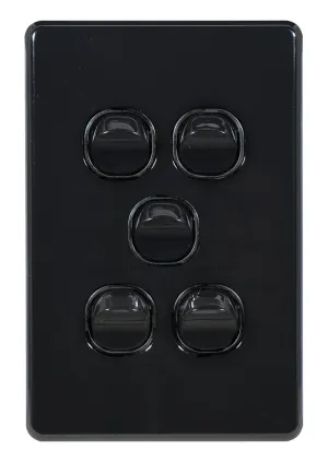 Flat Cat Slimline 5 Gang Complete Switch