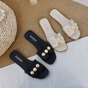 Flat Sleek Beach Sandals Pearl Rich variety