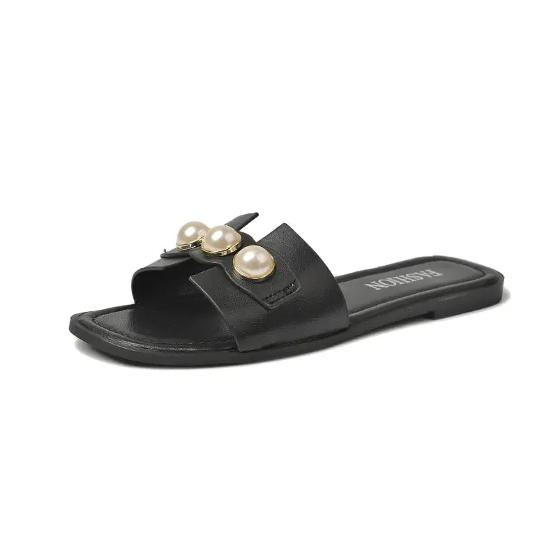 Flat Sleek Beach Sandals Pearl Rich variety