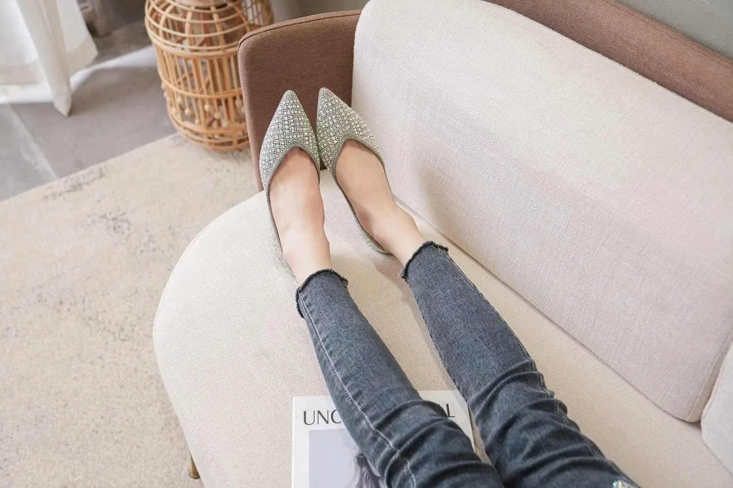 Flats for Women Pointed Toe Fashion Wedding Shoes Work Casual Slip-On Dress Shoes Women Comfortable Dressy Flat