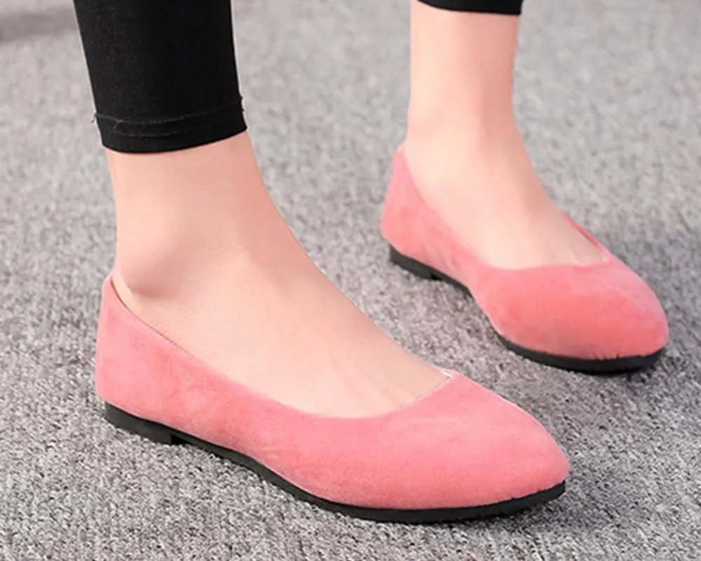 Flats Women's Shoes Pointed Toe Faux Suede Flat Walking Shoes Ladies Casual Flats Comfortable Soft-Soled Slip On Loafers Low Heels Ballet Flats Classic Dressy Shoes Office Work Party