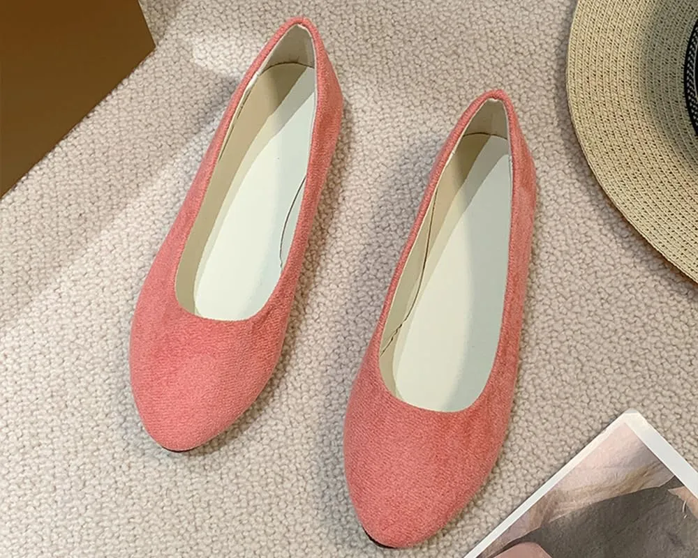Flats Women's Shoes Pointed Toe Faux Suede Flat Walking Shoes Ladies Casual Flats Comfortable Soft-Soled Slip On Loafers Low Heels Ballet Flats Classic Dressy Shoes Office Work Party