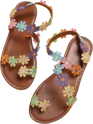 Floerns Women's Elegant Rhinestone Butterfly Transparent Elastic Strap Summer Flat Sandals