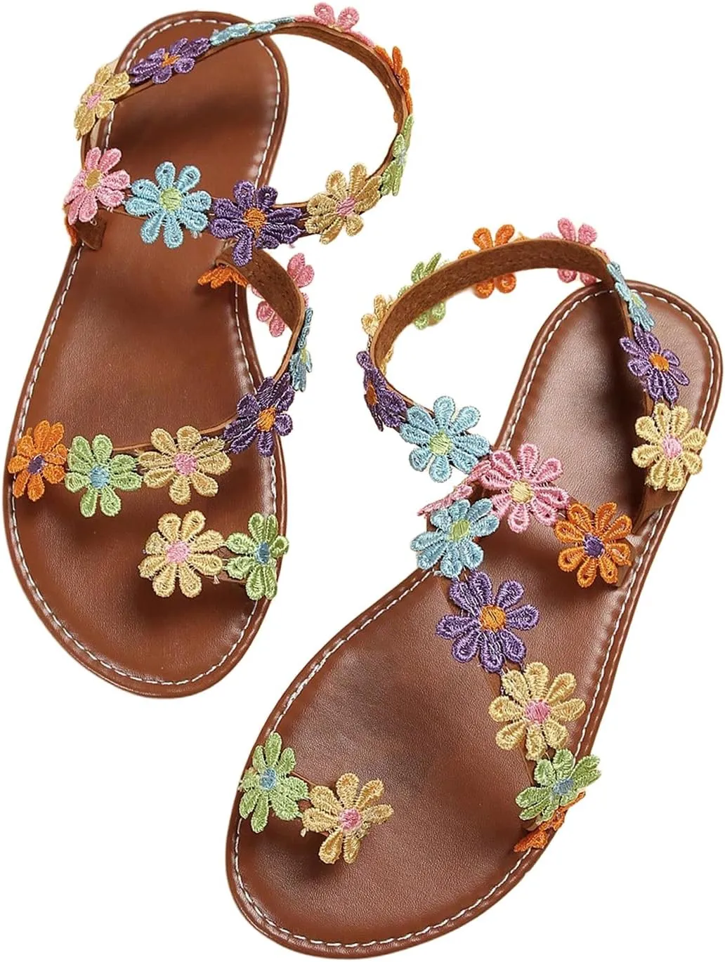 Floerns Women's Elegant Rhinestone Butterfly Transparent Elastic Strap Summer Flat Sandals