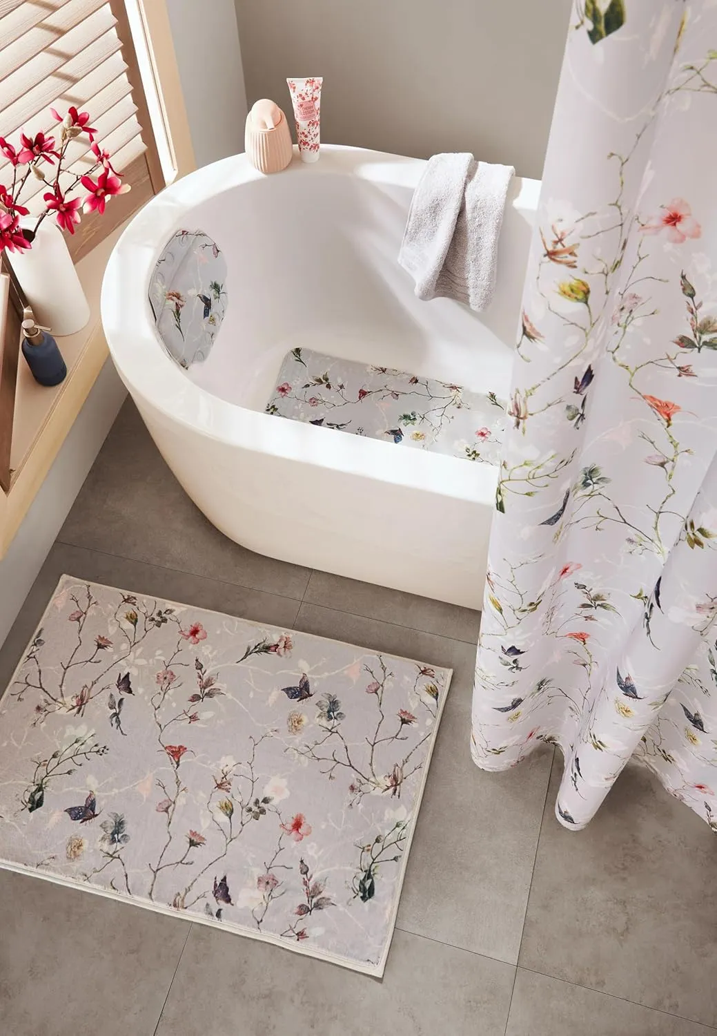 Flores Shower Mat 55 x 55 cm Multi-Coloured PVC