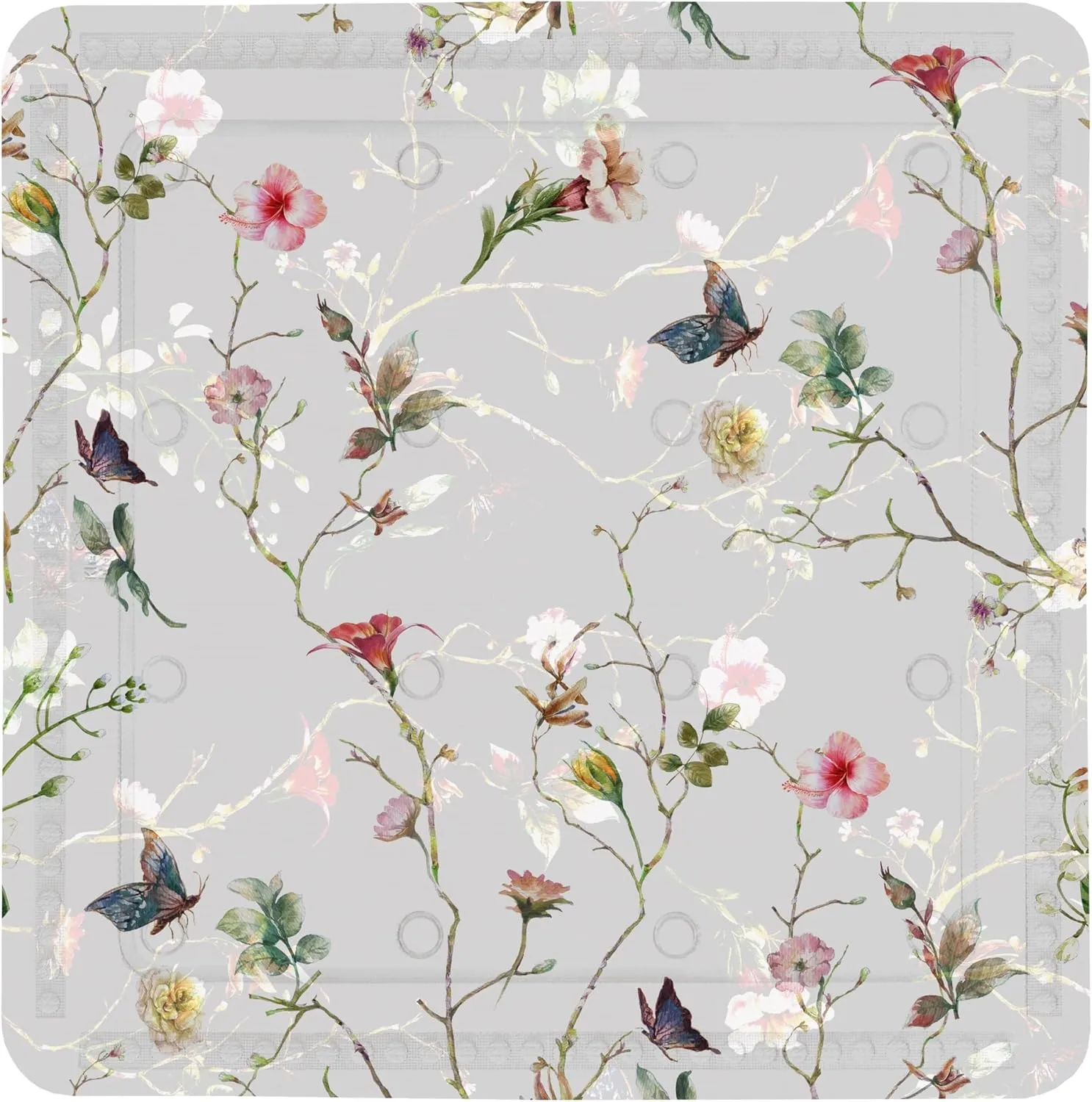 Flores Shower Mat 55 x 55 cm Multi-Coloured PVC