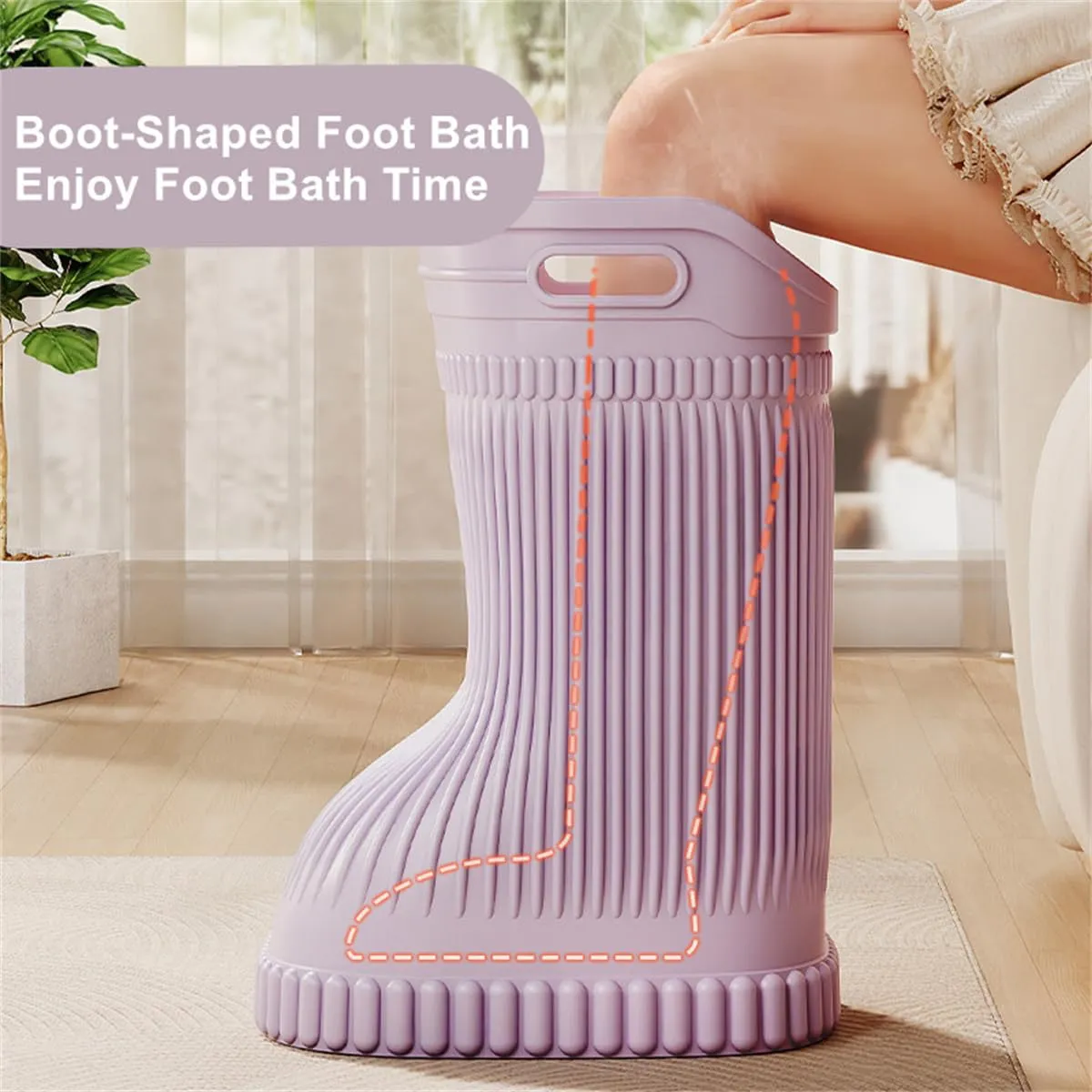 Foot Spa Bath,Boot Shaped with Massage Bumps & Calf Soaking for Relaxation, Pain Relief and Improved Circulation (Purple,S)