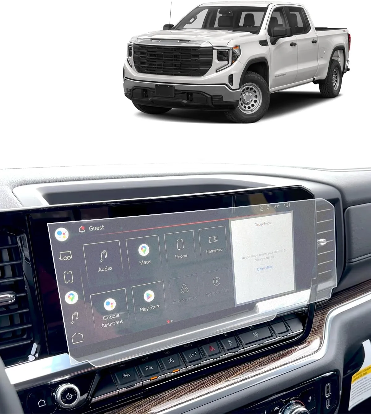 For 2025 GMC Sierra Screen Protector - 2022 2023 2024 2025 Sierra 1500(LT/RST/ZR2/LTZ/LT Trail Boss/High Country)/2500HD/3500HD Accessories 9H Tempered Glass 13.4 Inch Touchscreen Anti-Glare -Matte
