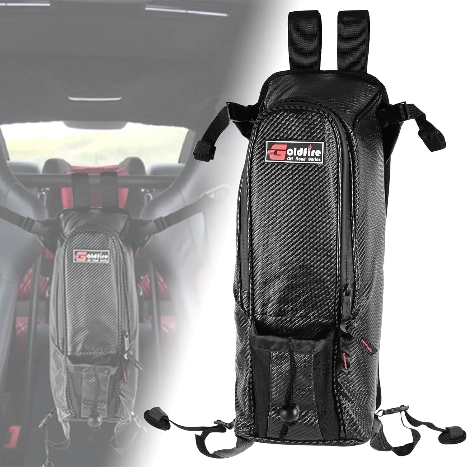 For KRX 1000 Storage Bag Accessories, Universal UTV Offroad Center Seat Bag Shoulder Storage Bag For Kawasaki KRX 1000 Teryx 4 Mule Easy to Install Gear Bag (Black)