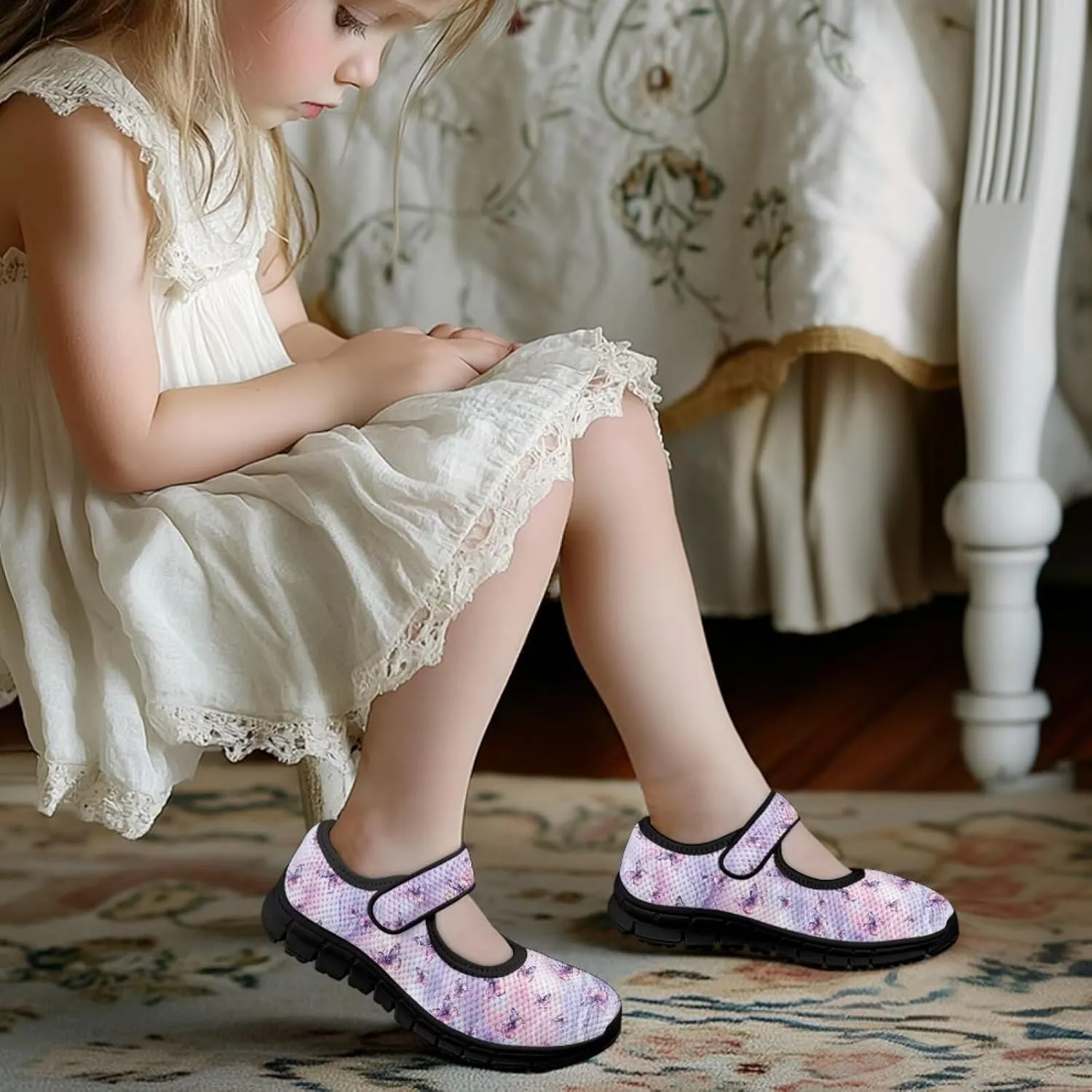 Forchrinse Pink Boston Terrier Floral Print Girls Dress Shoes Mary Jane Flats Pink for Kids and Toddler Size 11-2.5 School Uniform Sneakers Lightweight Walking Shoes