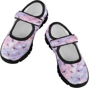 Forchrinse Pink Boston Terrier Floral Print Girls Dress Shoes Mary Jane Flats Pink for Kids and Toddler Size 11-2.5 School Uniform Sneakers Lightweight Walking Shoes