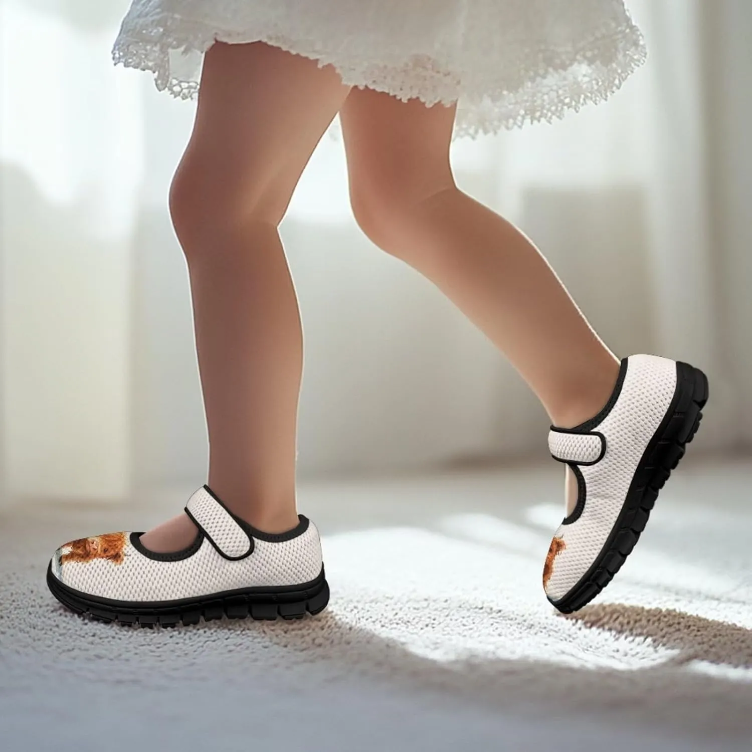 Forchrinse Sunflower Otter Pattern Toddlers Girls Dress Shoes Floral Mary Jane Flats Party School Uniform Shoes Lightweight Flats Sneakers for Kids,Size 11-2.5