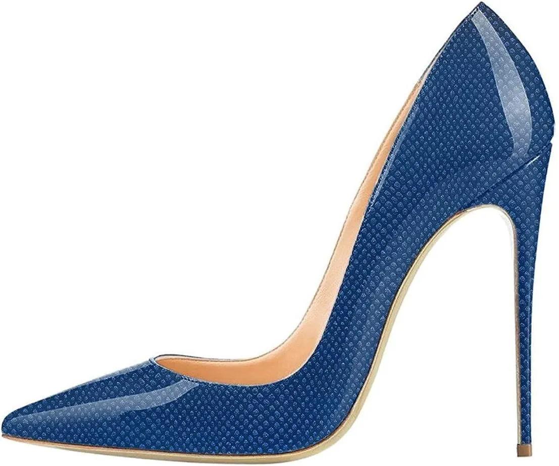 FOWT Women Closed Pointed Toe High Stiletto Pumps Slip-on Fancy Elegant Matte Leather Heels Sexy Versatile Slim Ballroom Wedding Party Dress Shoes Size 4-15 US