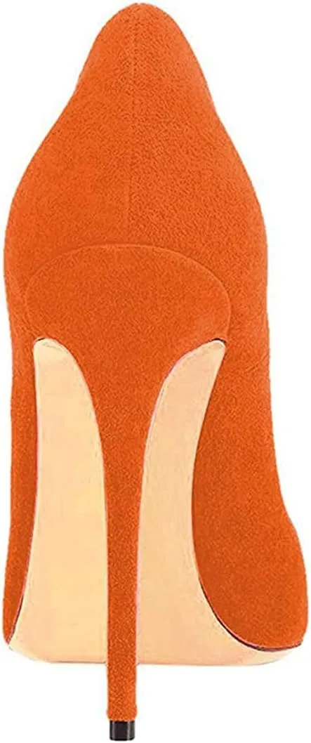 FOWT Women Closed Pointed Toe High Stiletto Pumps Slip-on Fancy Elegant Matte Leather Heels Sexy Versatile Slim Ballroom Wedding Party Dress Shoes Size 4-15 US