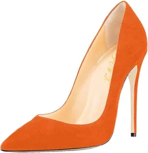 FOWT Women Closed Pointed Toe High Stiletto Pumps Slip-on Fancy Elegant Matte Leather Heels Sexy Versatile Slim Ballroom Wedding Party Dress Shoes Size 4-15 US