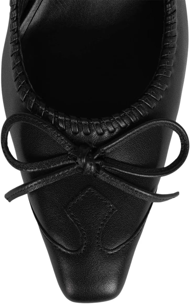 FOWT Women Elegant Bow Knot Single Strap Mary Jane Pumps Square Toe Special Chunky High Heel Adjustable Buckle Prom Evening Dress Date Shoes Size 4-16 US