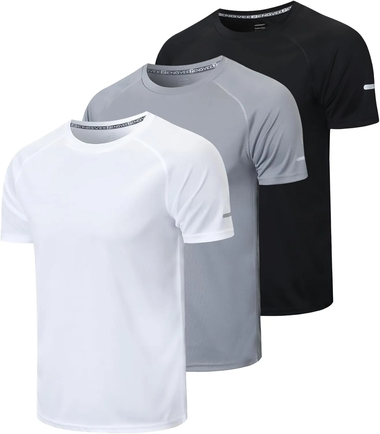 frueo Men's 3 Pack Workout Shirts Quick Dry Moisture Wicking Short Sleeve Mesh Athletic T-Shirts
