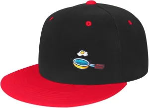 Frying Pan with Eggs Snapback Hats for Men Women Hat Baseball Cap Flat Bill Visor White Hat
