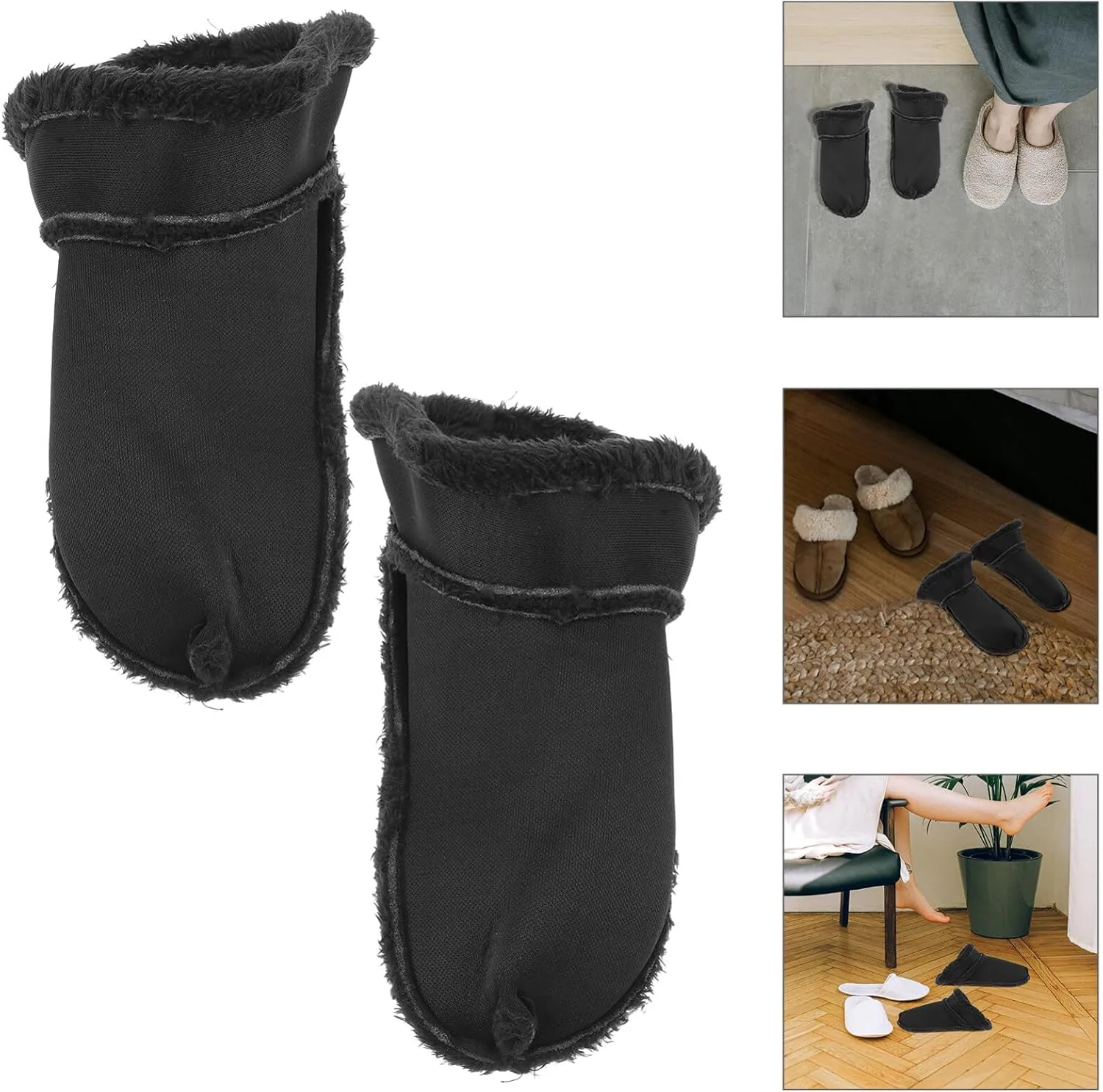 Gatuida Clog Liner Shoes Warm Liner Clogs Liner 2 Pairs Clogs Liner Winter Removable Warm Thick Arctic Fleece Replacement Cozy Breathable Furry Inner Soles for Shoes Clogs Black 37-38
