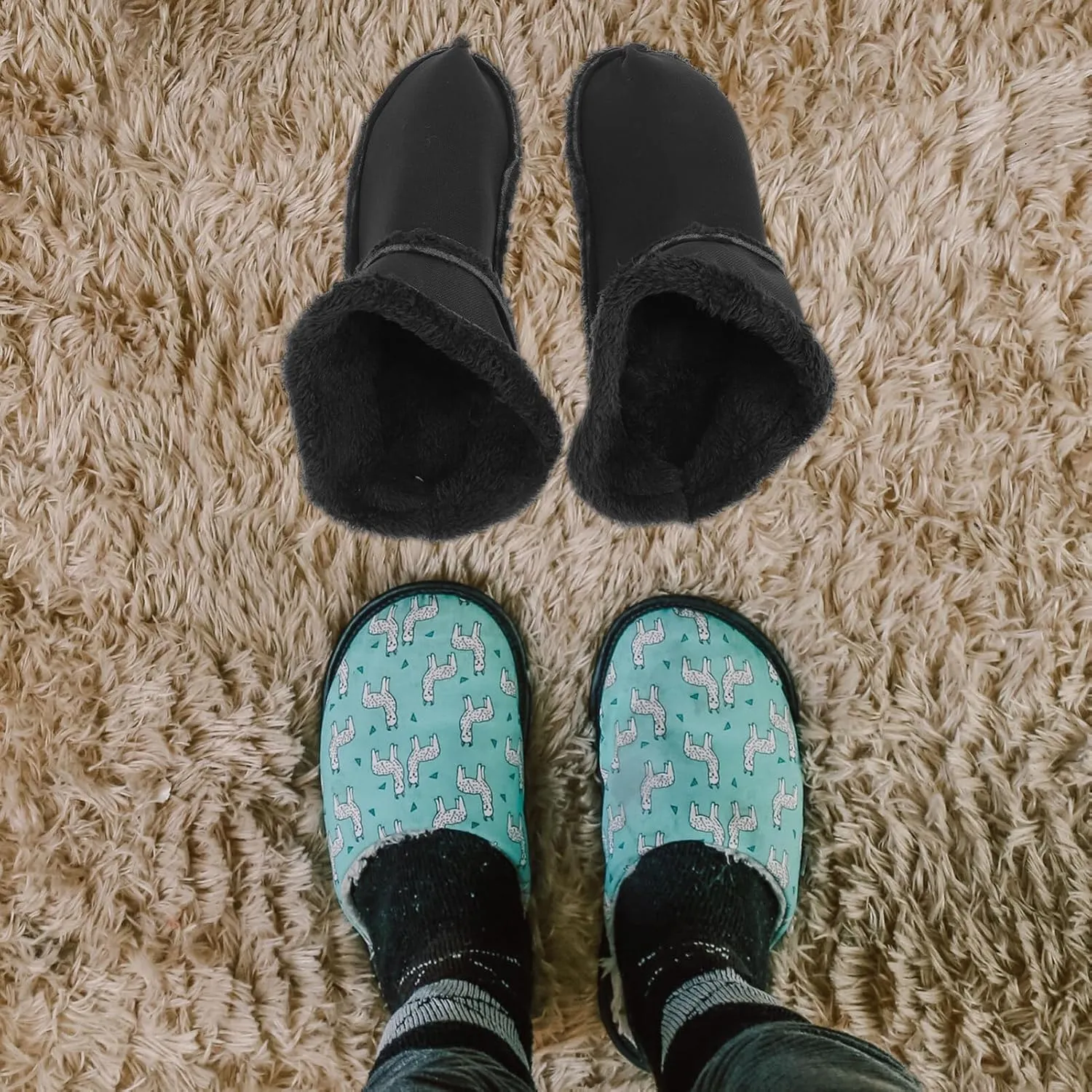 Gatuida Clog Liner Shoes Warm Liner Clogs Liner 2 Pairs Clogs Liner Winter Removable Warm Thick Arctic Fleece Replacement Cozy Breathable Furry Inner Soles for Shoes Clogs Black 37-38