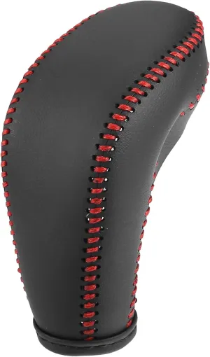 Gear Shift Knob Cover for Buick Excelle 13-15 with Red Stitches Durable | Interior Transmission Shifter Boot Lever Cover Black Faux Leather 1 Pcs