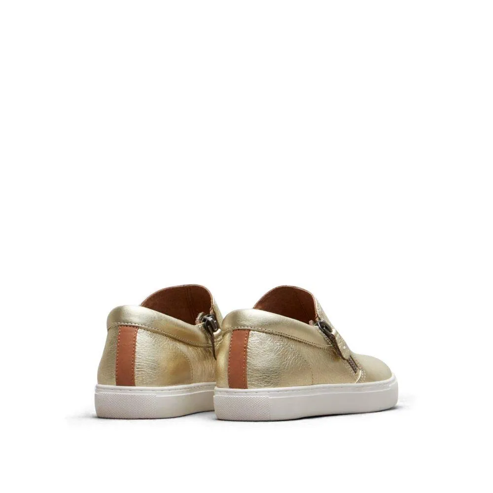 Gentle Souls by Kenneth Cole Women's Lowe Double Zip Sneaker, Soft Gold, 5.5 M US