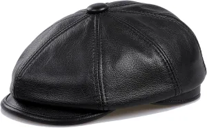 Genuine Leather Newsboy Caps for Men, Real Suede Irish Cabbie Driving Ivy Flat Hat