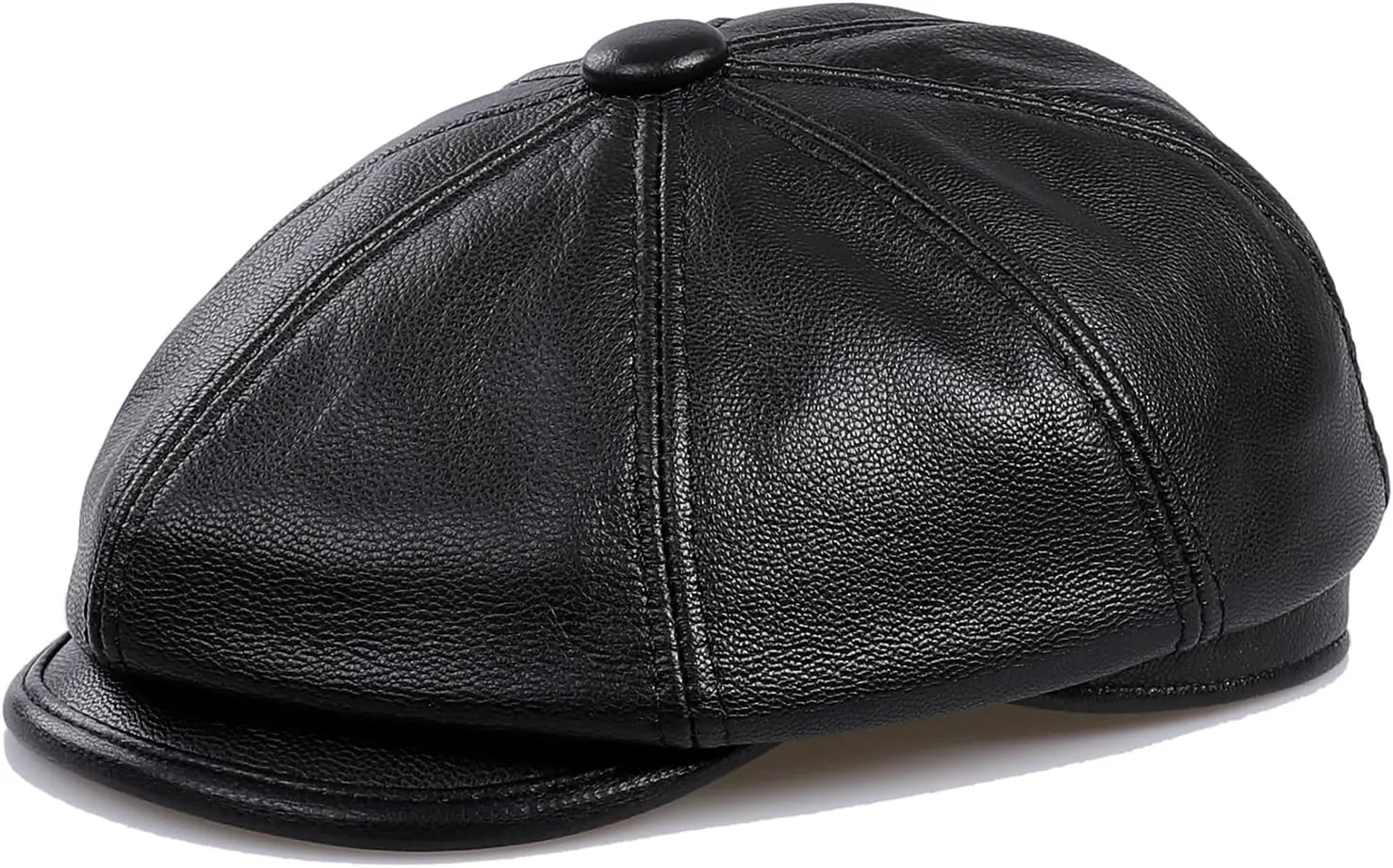 Genuine Leather Newsboy Caps for Men, Real Suede Irish Cabbie Driving Ivy Flat Hat