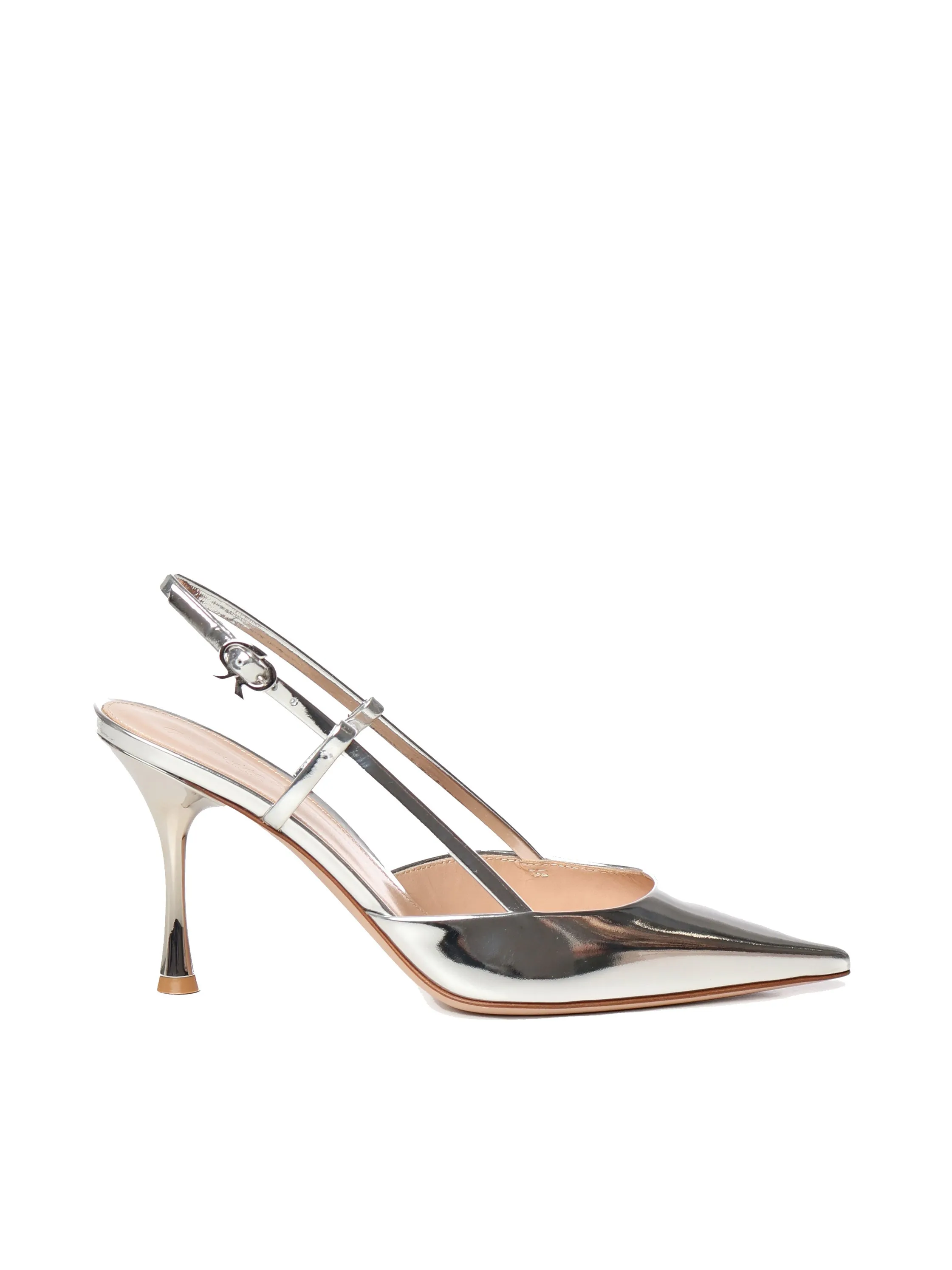 Gianvito Rossi Ascent Silver Calfskin Slingback Pumpar