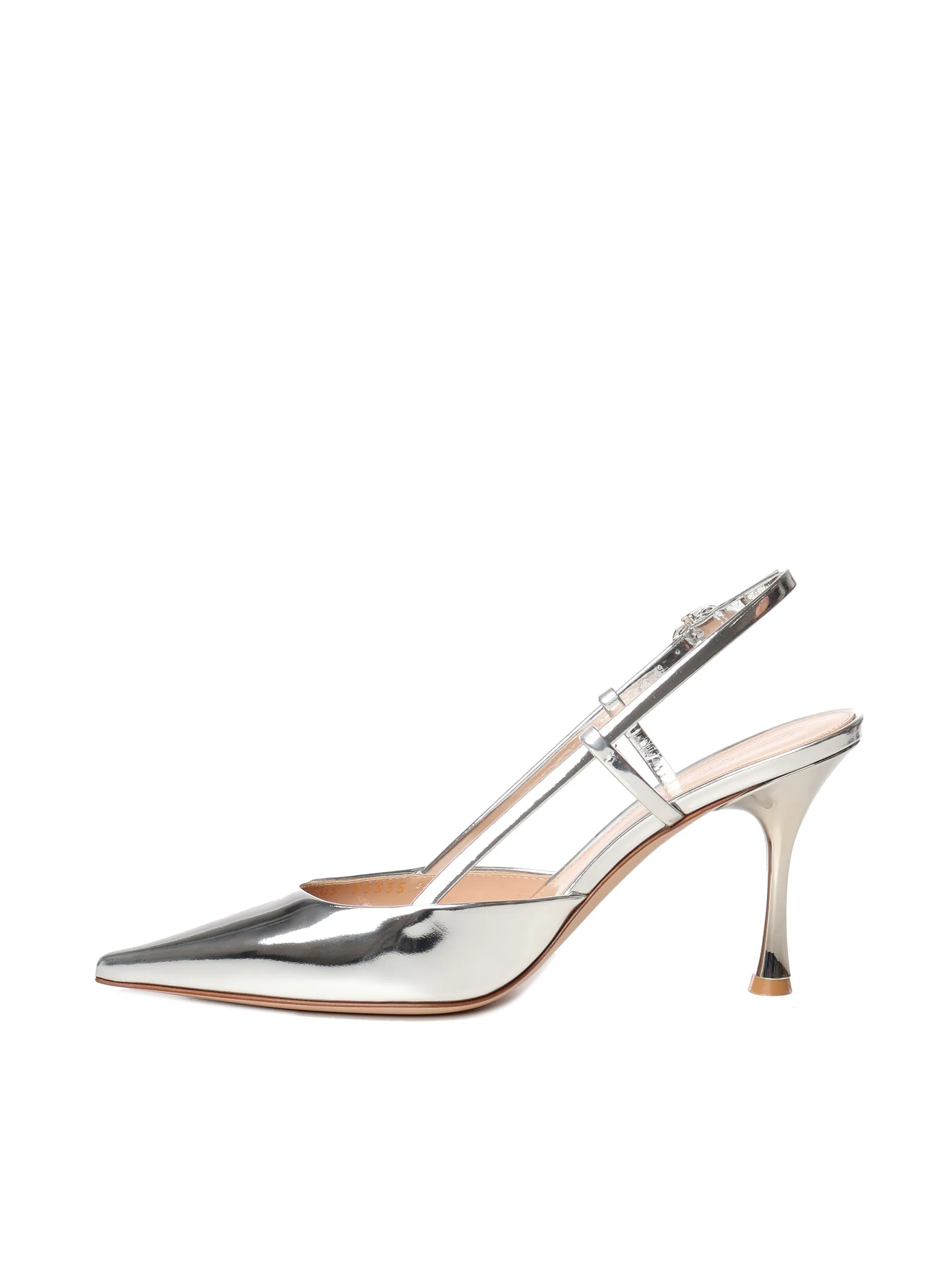 Gianvito Rossi Ascent Silver Calfskin Slingback Pumpar