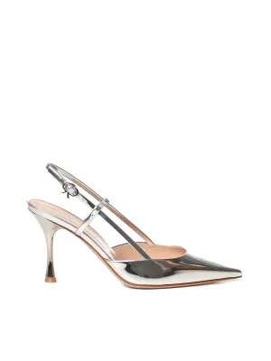 Gianvito Rossi Ascent Silver Calfskin Slingback Pumpar