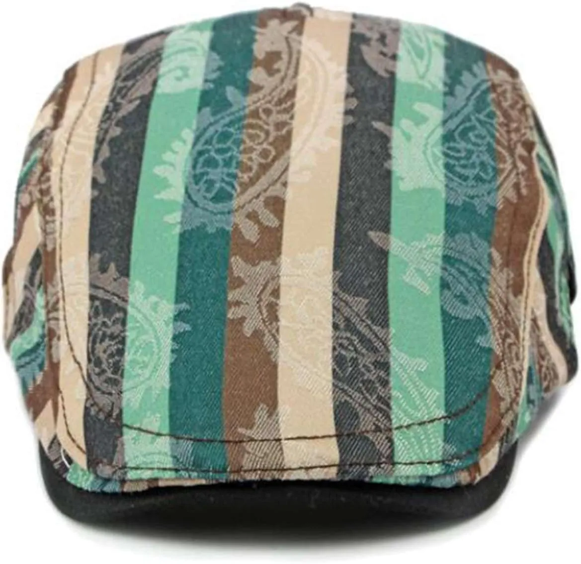 GIBZ Striped Flat Hat Newsboy Cap Retro Driving Hats Adjustable Ivy Caps for Men Women