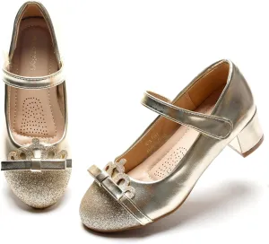 Girls Dress Shoes Low Heel Flower Girls Wedding Party Mary Jane Princess Shoes for Toddler Little Kid Big Kid