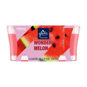 Glade Candle Jar, Wonder Melon, Fragrance Candle Infused with Essential Oils, Air Freshener Candle, 3.4 oz, 2 Count