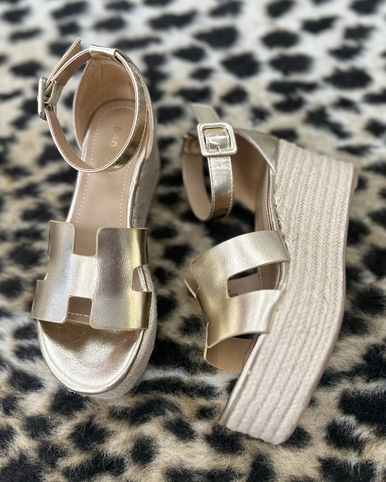 Gold Metallic Wedge Sandal