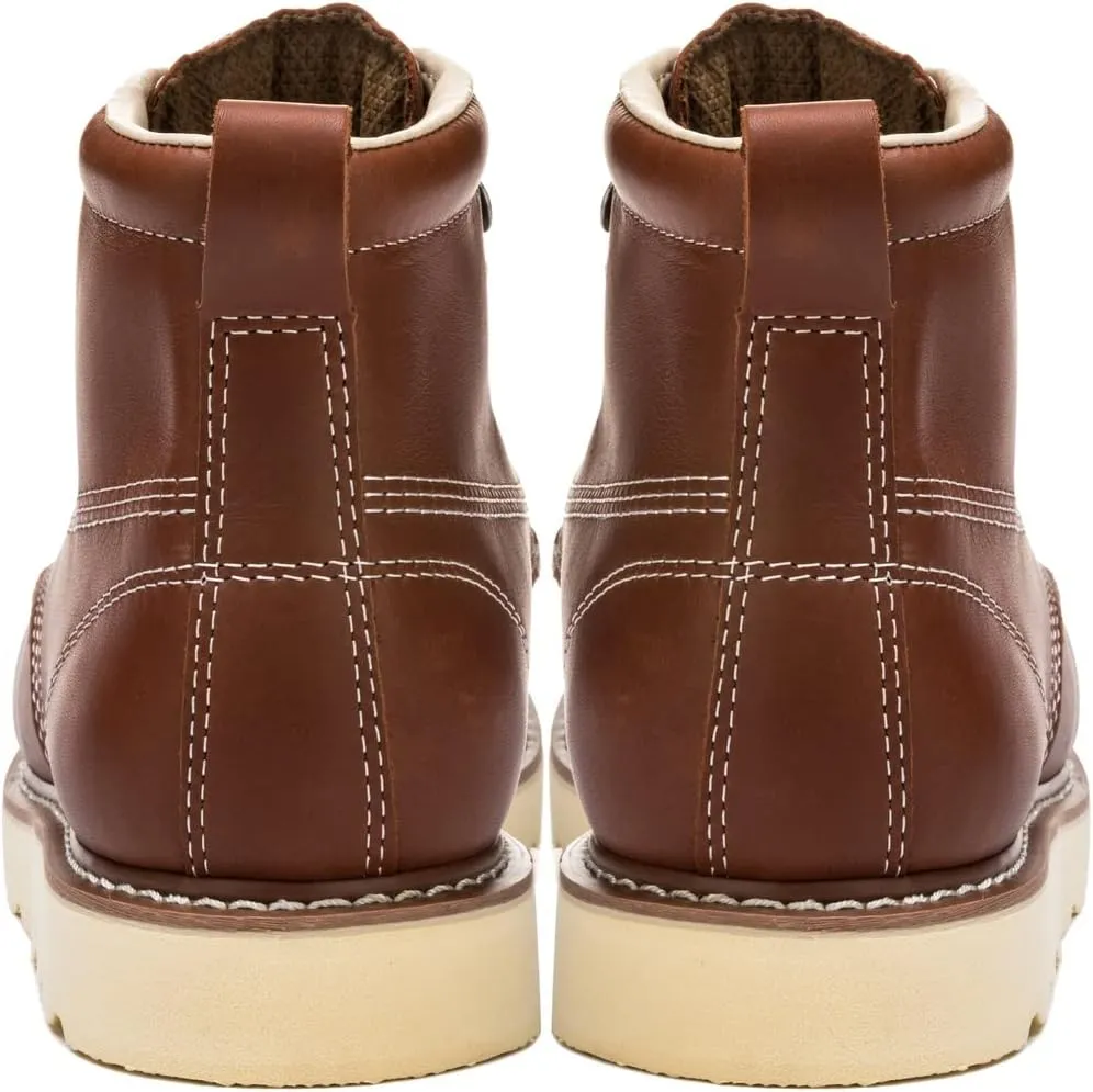 Golden Fox Work Boots 6" Men's Moc Toe Wedge Comfortable Boot for Construction