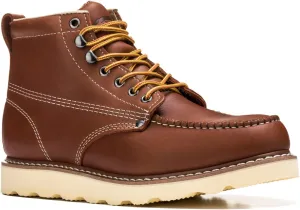 Golden Fox Work Boots 6" Men's Moc Toe Wedge Comfortable Boot for Construction
