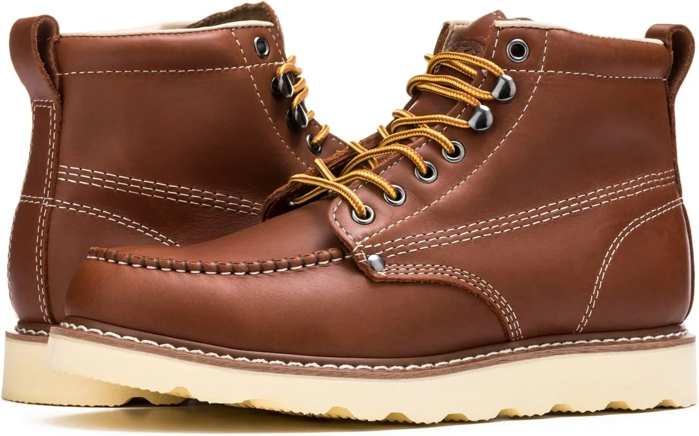 Golden Fox Work Boots 6" Men's Moc Toe Wedge Comfortable Boot for Construction