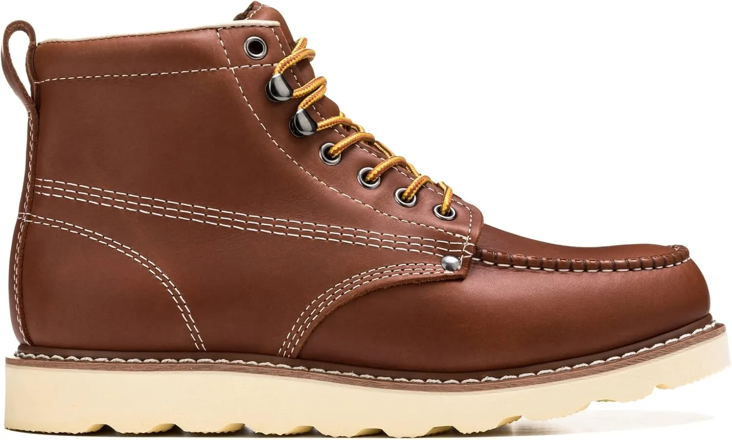Golden Fox Work Boots 6" Men's Moc Toe Wedge Comfortable Boot for Construction