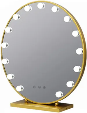 Golden Round Light Tri-Color Dimmable LED Smart Light HD with Bulb, Home Dresser Makeup Light Girl Beauty
