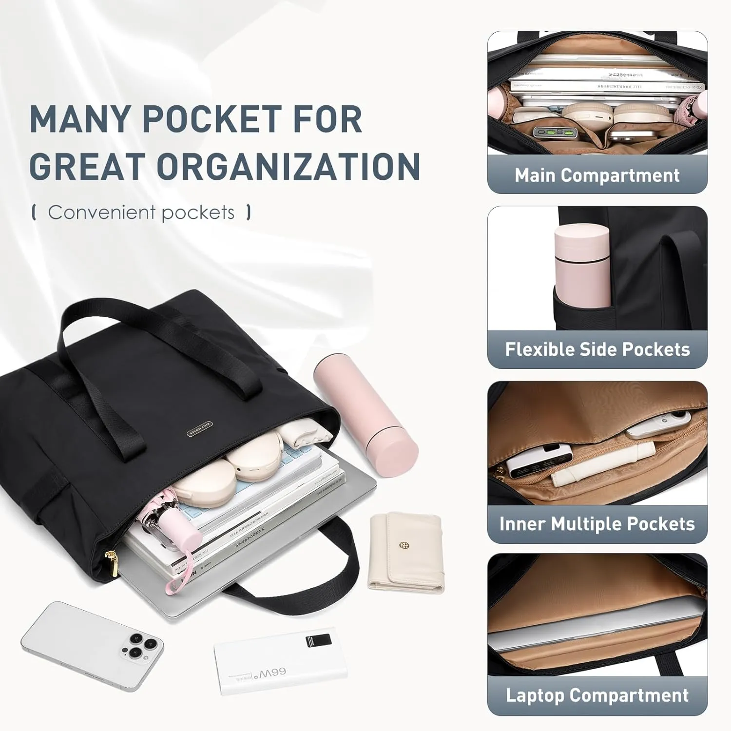 GOLF SUPAGS Tote Bag for Women with Zipper Large Shoulder Bag Top Handle Handbag for Travel Work