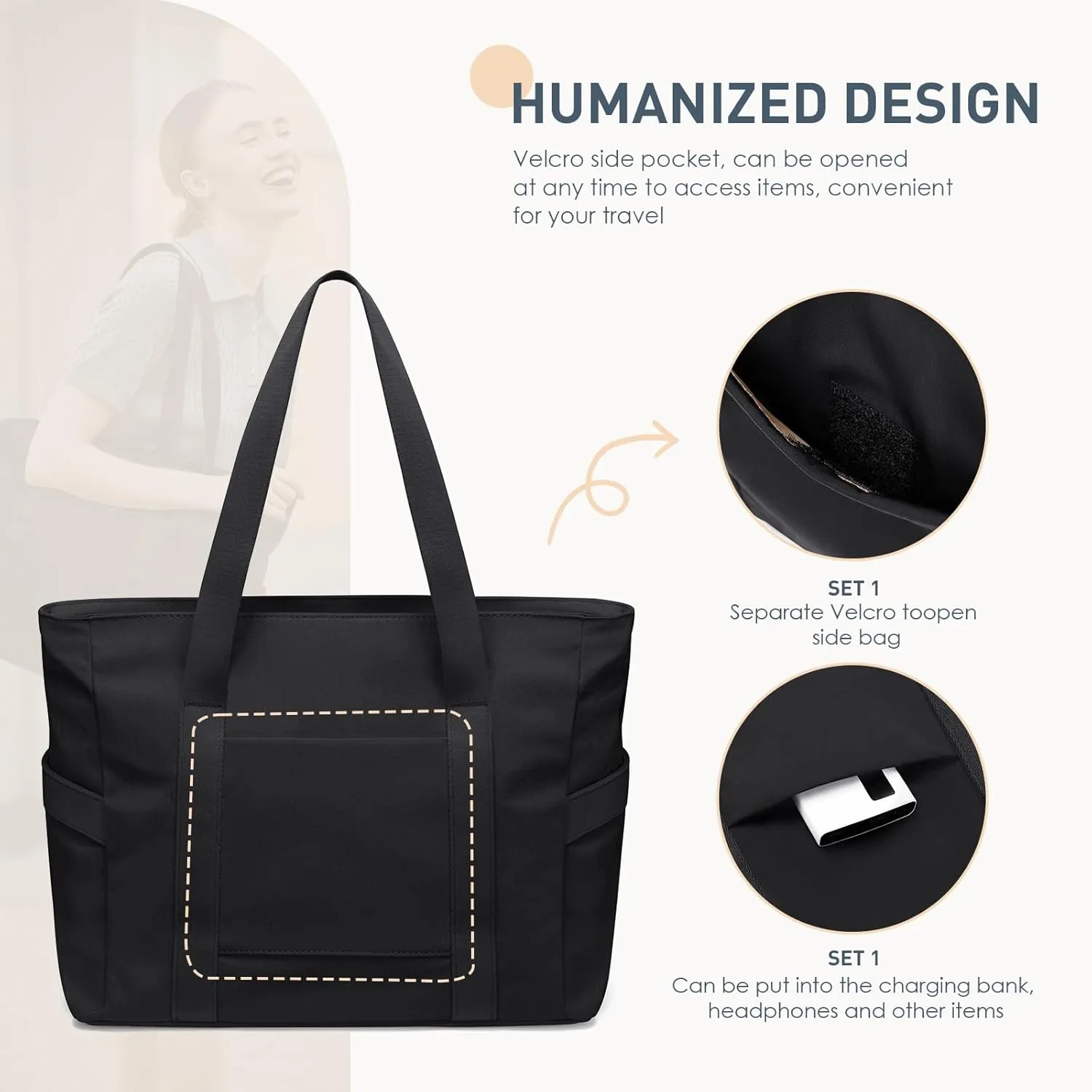 GOLF SUPAGS Tote Bag for Women with Zipper Large Shoulder Bag Top Handle Handbag for Travel Work