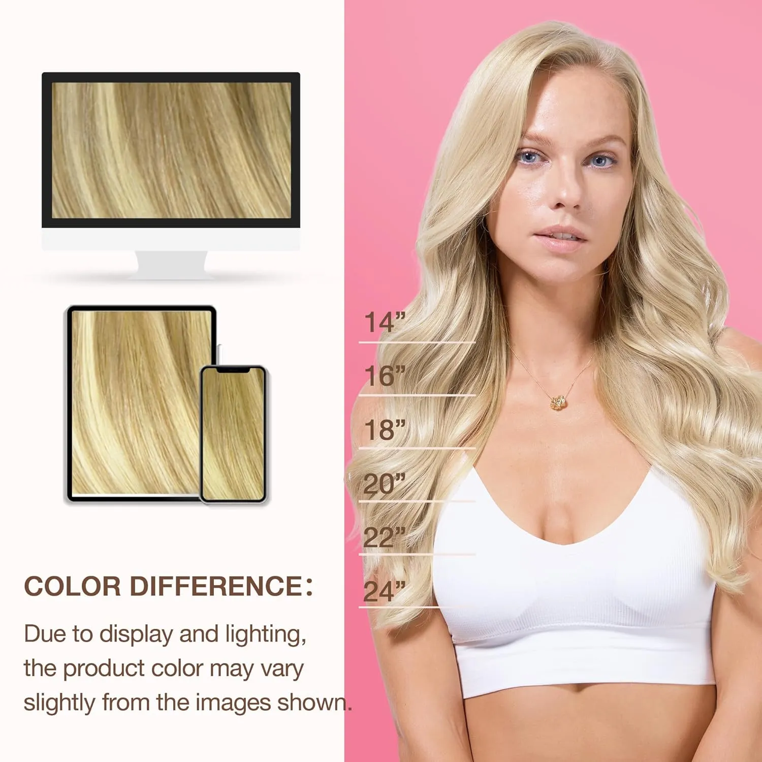 GOO GOO Genius Weft Hair Extensions Human Hair, Sew In Hair Extensions Rooted Remy Weft, 16/22 Light Blonde Highlighted Golden Blonde 22inch 120g, Hand Tied Weft Hair Extensions